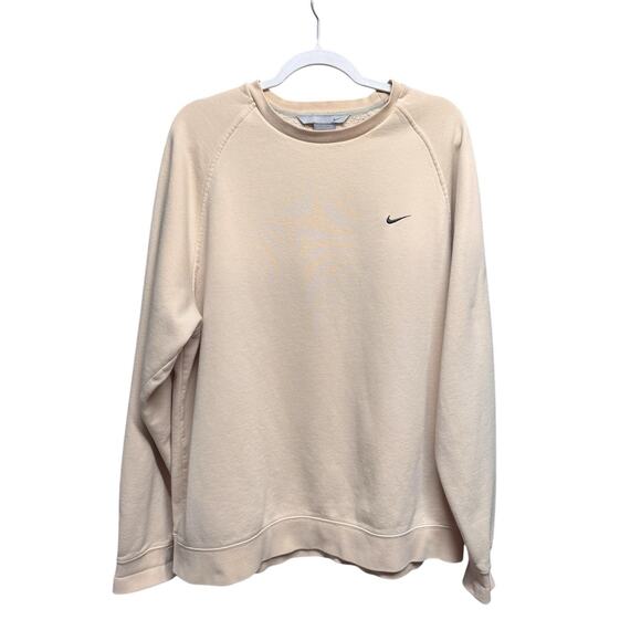 Vintage Y2K Mens XL Nike Mini Swoosh Sweatshirt Beige Tan Cream Khaki Pullover